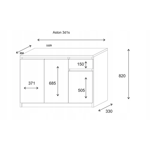 Aston 3d1s fehér színű komód