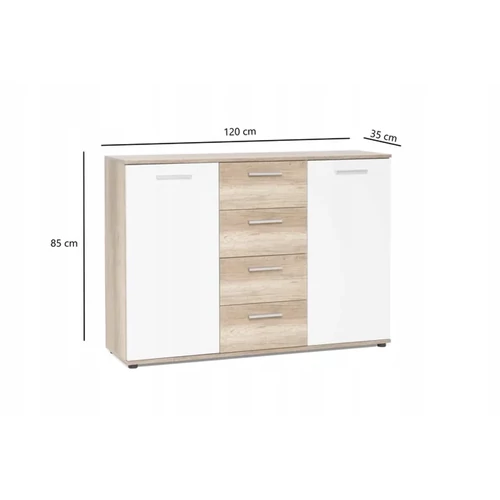 Jacky 2 country szürke fehér komód 120 cm
