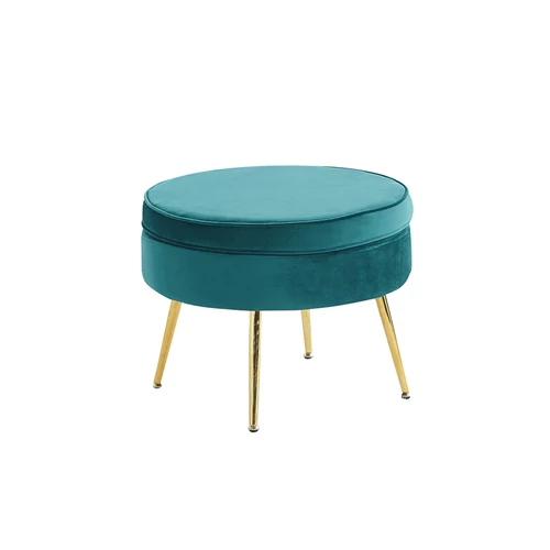 Luxus zsámoly/puff, smaragd Velvet szövet/króm arany, Art-deco, NOBLIN TYP 1