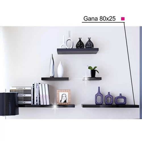 Polc fekete fényes 80x25 GANA FY 11044-4