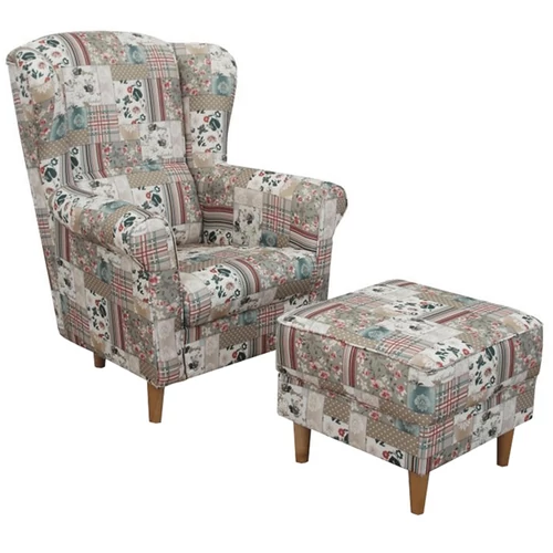 Fotel  és  puff patchwork Viorica 1 ASTRID