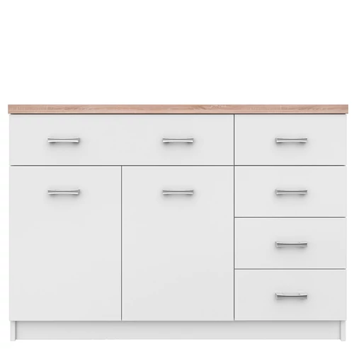 Komód 2d5s DTD laminált fehér  és  sonoma tölgyfa TOPTY