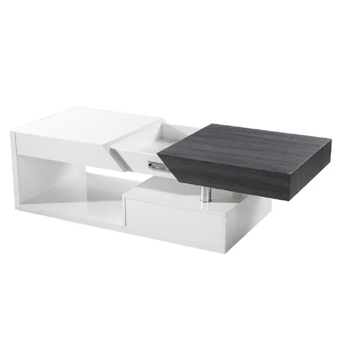 Dohányzó asztal fehér fény szürke fa design MELIDA