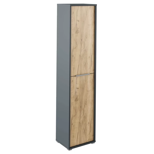 Magas szekrény polcokkal, grafit/tölgyfa artisan, RIOMA NEW TYP 06