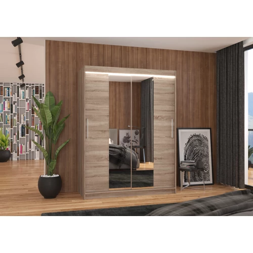 Tükörrel és LED világítással ellátott tolóajtós szekrény INESS 150
