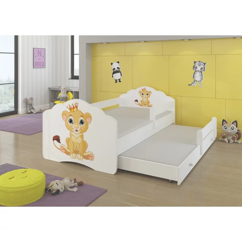 Kétszemélyes ágy korláttal és matracokkal CASIMO II LION 160x80