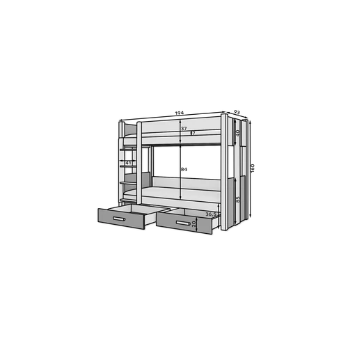 Modern design két személyes ágy a kamrába Fehér ARTA emeletes ágy  180x80 cm méretben