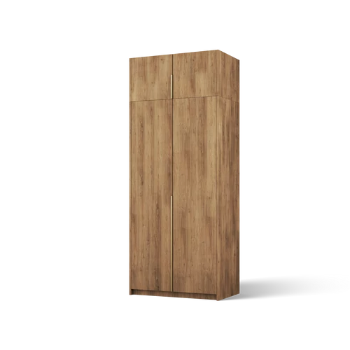 Bregma II felső szekrényelemmel gardróbszekrény, Artisan (100x250)-AG, arany fogantyú