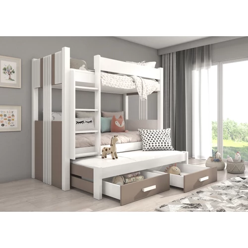 ADRK Furniture Ágy emeletes három személyes ARTEMA 180x80 matraccal