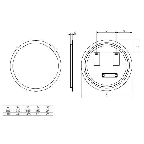 LED tükör, 80 cm