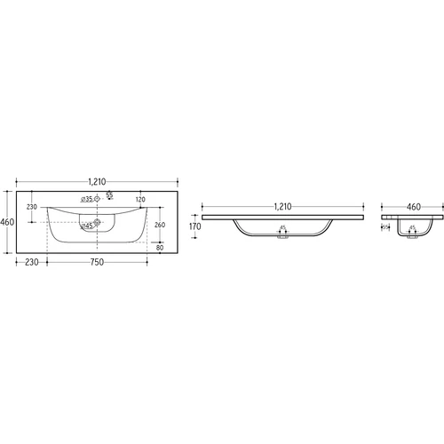 Bútormosdó, egymedencés Umywalki Meblowe, 121 cm