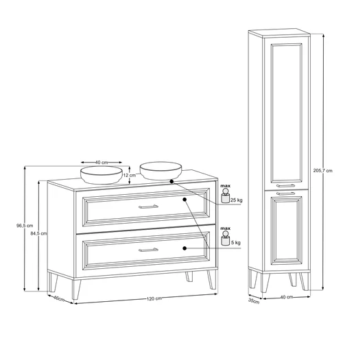 Bútorszett Dorothy Ristretto, 120 cm