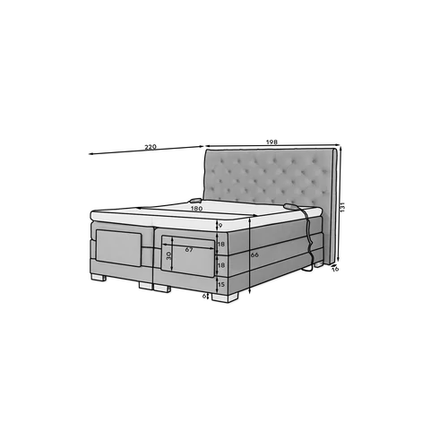 Clover 180x200 boxspring ágy sötétbarna színben