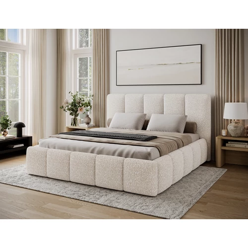 Edvige kárpitozott ágy fakerettel, standard emelős ágyneműtartóval 140x200