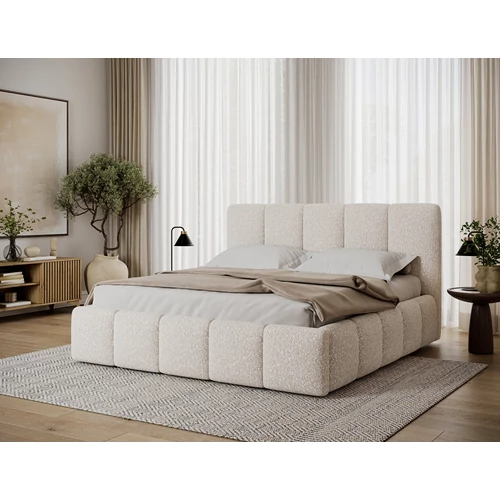 Edvige kárpitozott ágy fakerettel, standard emelős ágyneműtartóval 140x200