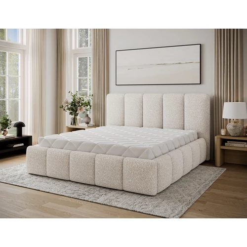Edvige kárpitozott ágy fakerettel, standard emelős ágyneműtartóval 140x200