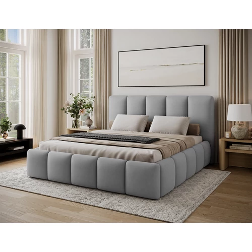 Edvige kárpitozott ágy fakerettel, standard emelős ágyneműtartóval 160x200