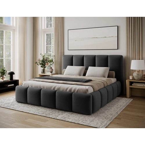 Edvige kárpitozott ágy fakerettel, standard emelős ágyneműtartóval 180x200