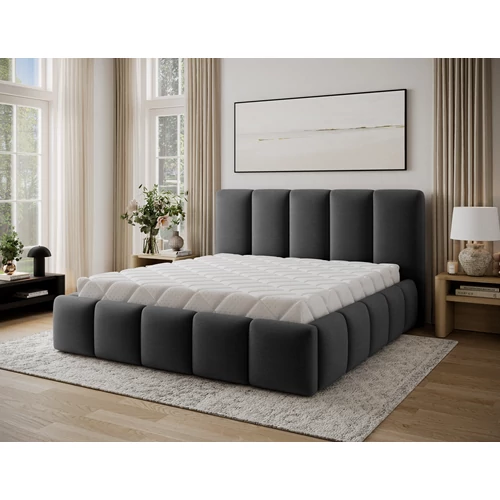 Edvige kárpitozott ágy fakerettel, standard emelős ágyneműtartóval 180x200