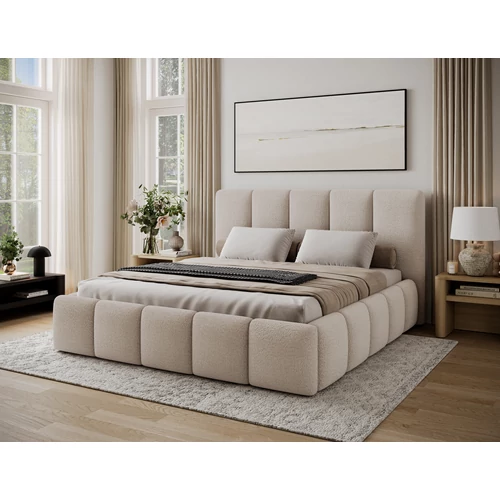 Edvige kárpitozott ágy fakerettel, standard emelős ágyneműtartóval 180x200