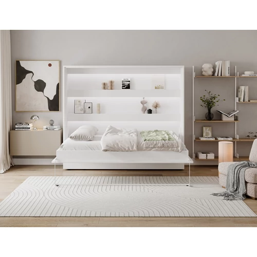 Devesto vízszintes falba hajtható ágy 140 cm, Fehér, LED