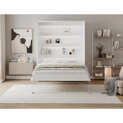 Devesto függőleges falba hajtható ágy 160 cm, Fehér, LED