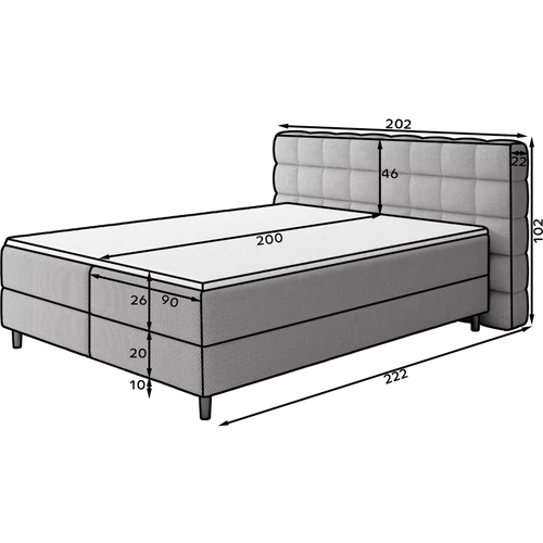 Camma boxspring ágy fekete színben