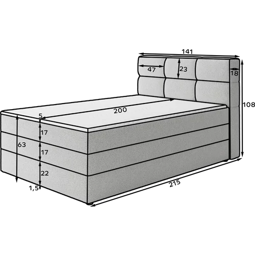 Kasped boxspring ágy sötét bézses színben