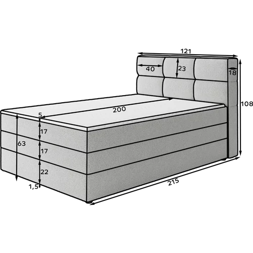 Kasped Boxspring ágy szürke színben