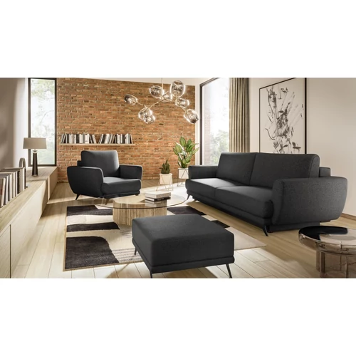 Megis 3f, 1f, pouf lounge ülőgarnitúra szett, fekete