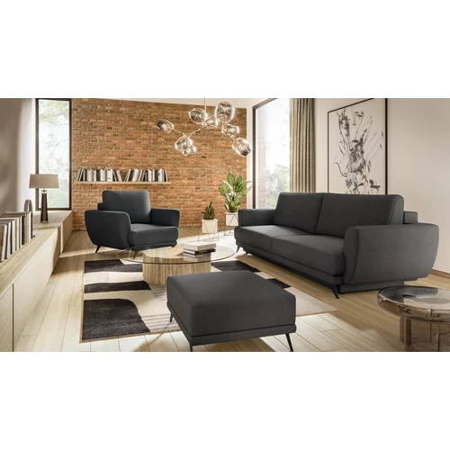 Megis 3f, 1f, pouf lounge ülőgarnitúra szett, fekete