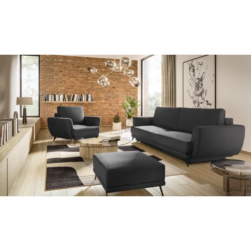 Megis 3f, 1f, pouf lounge ülőgarnitúra szett, fekete