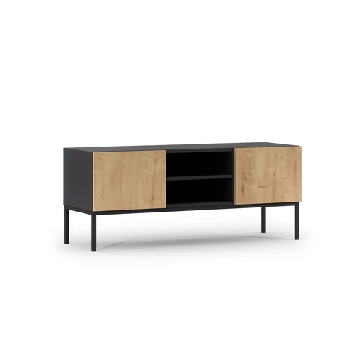 Lanzzi 120 médiaszekrény fekete matt, artisan oak tv szekrény, fekete