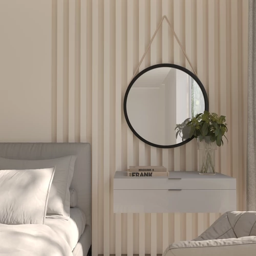 Grace kerek tükör kötélen 60cm tükör, fekete