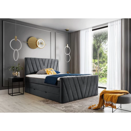 Candice 140x200 boxspring ágy  sötétszürke
