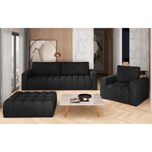 Lazaro 3+1+puf lounge ülőgarnitúra szett, fekete