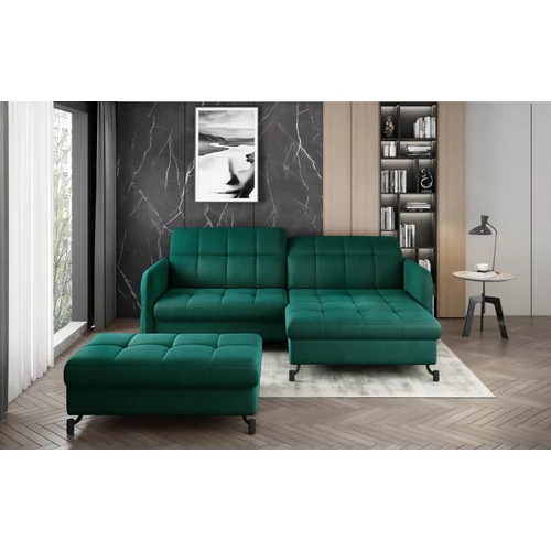 Sarok lorelle + pouf lounge ülőgarnitúra szett, sötétzöld