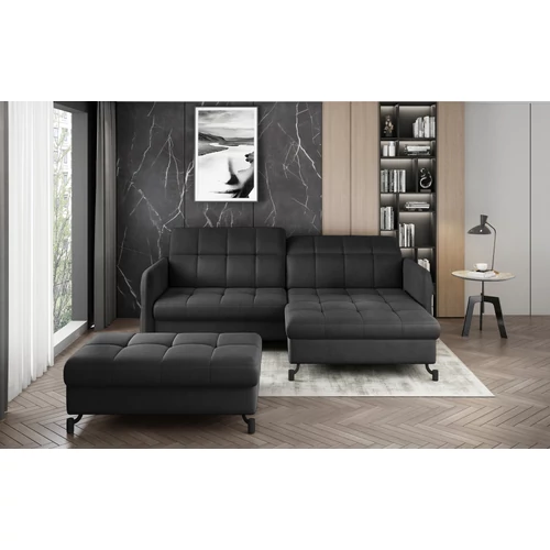 Sarok lorelle + pouf lounge ülőgarnitúra szett, sötétszürke