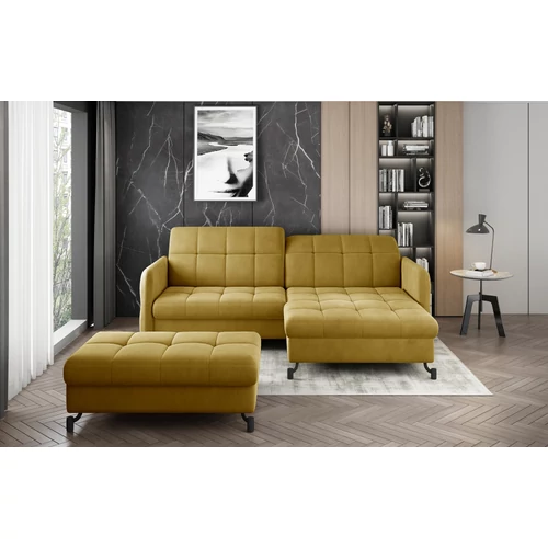 Sarok lorelle + pouf lounge ülőgarnitúra szett, sárga