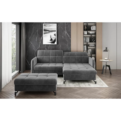 Sarok lorelle + pouf lounge ülőgarnitúra szett, sötétszürke