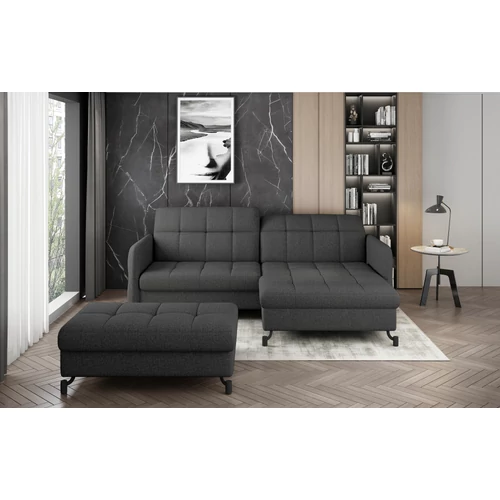 Sarok lorelle + pouf lounge ülőgarnitúra szett, sötétszürke