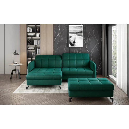 Sarok lorelle + pouf lounge ülőgarnitúra szett, sötétzöld