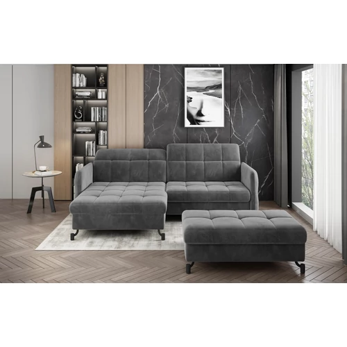 Sarok lorelle + pouf lounge ülőgarnitúra szett, sötétszürke