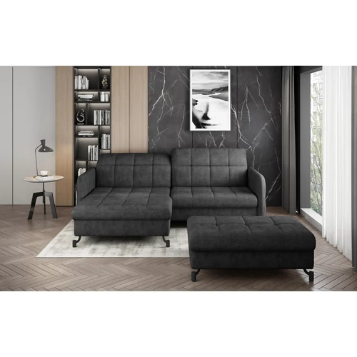 Sarok lorelle + pouf lounge ülőgarnitúra szett, sötétszürke