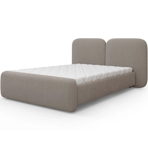 Ollival kárpitozott franciaágy fémkerettel és tárolóval, bézs plüss 140x200