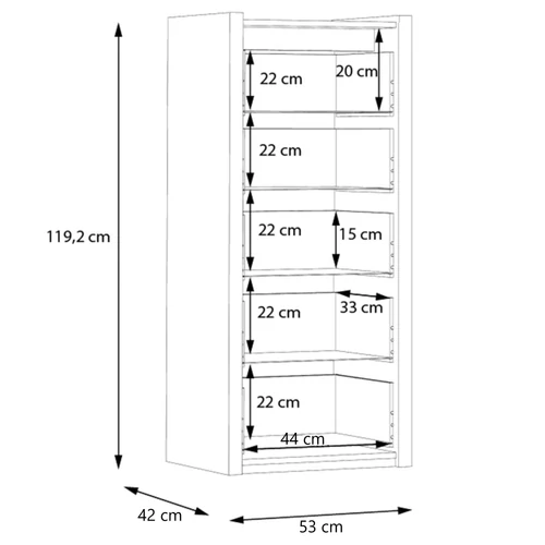 Pembury sötét tölgy+szürke komód dlck217-m777