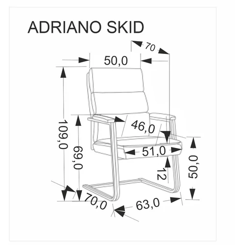 Adriano Skid szánkótalpas irodai szék – fekete - 3. kép