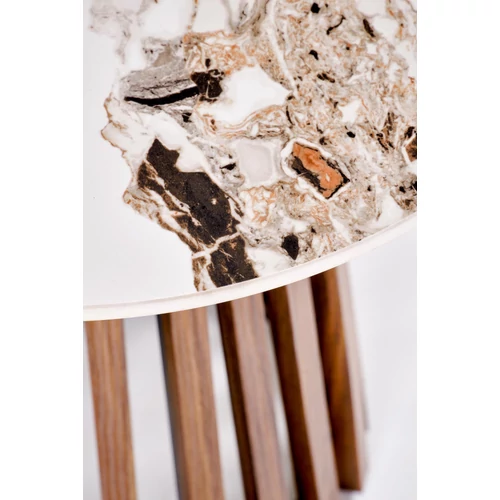 Carina S dohányzóasztal – dió / bézs márvány - 8. kép