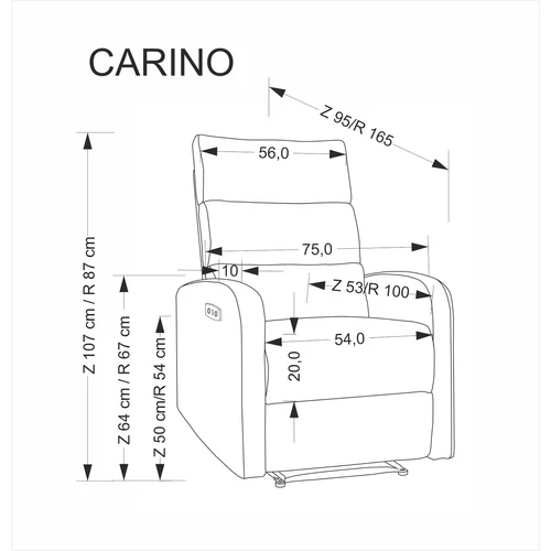 Carinio elektromosan dönthető masszázs pihenőfotel – szürke - 4. kép