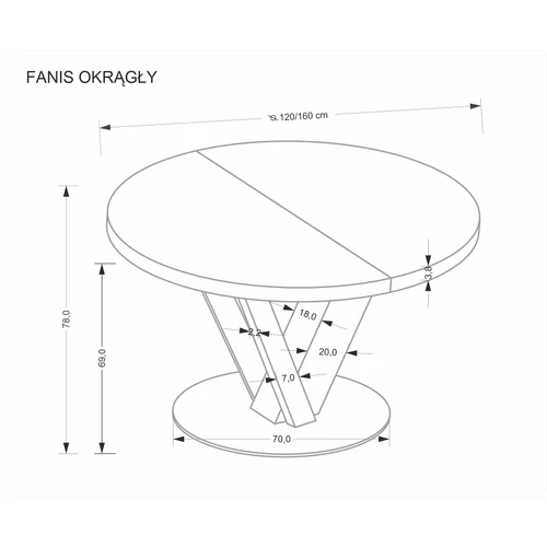 Fanis kerek bővíthető étkezőasztal – natúr / fekete - 9. kép